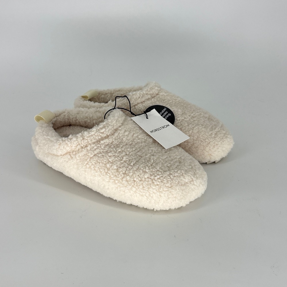 New Nordstrom Greer Faux Shearling Slipper Ivory Women Size Small 5-6 Cozy Clog